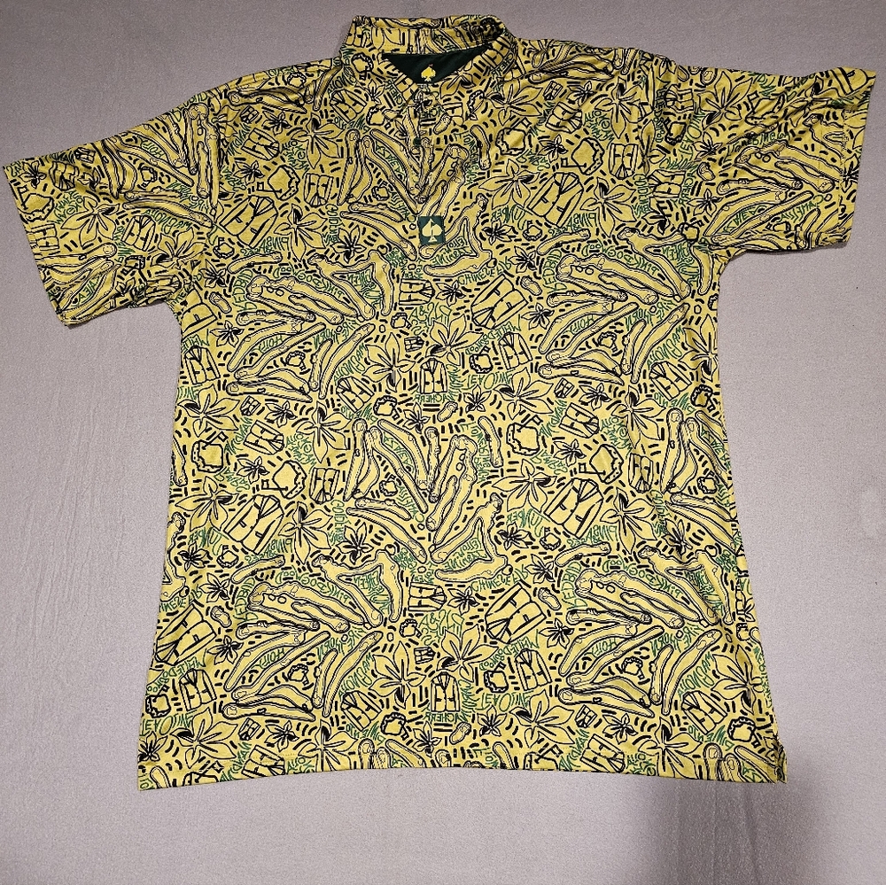 Pins & Aces Masters Augusta‎ National Yellow & Green Shirt Size 2XL